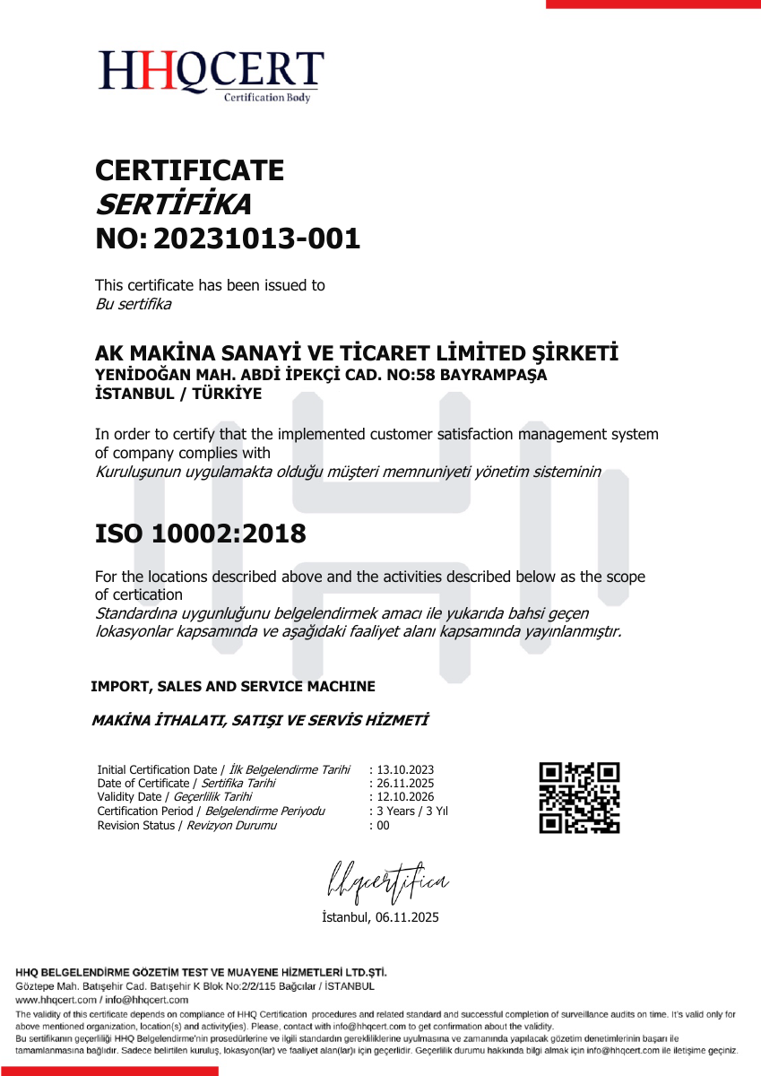 ISO 10002 sertifikası önizlemesi